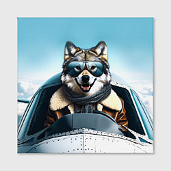 Холст квадратный Волк авиатор, цвет: 3D-принт — фото 2