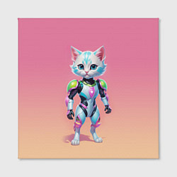 Холст квадратный Funny kitten - cyberpunk, цвет: 3D-принт — фото 2