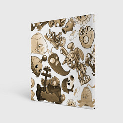 Картина квадратная Растения против зомби в бежевых тонах