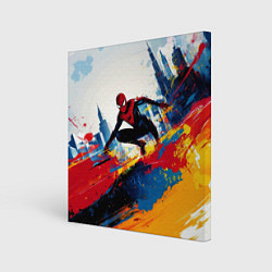 Картина квадратная Человек - паук и пролитая краска