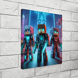 Холст квадратный Minecraft - ai art neon glow, цвет: 3D-принт — фото 2