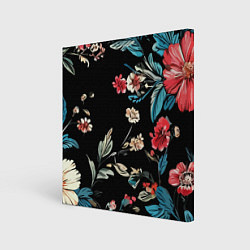 Картина квадратная Цветы старинный узор