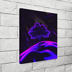 Холст квадратный Дерево и звездопад неоновый космос, цвет: 3D-принт — фото 2