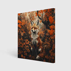 Картина квадратная Лис в лесной чаще