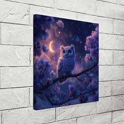 Холст квадратный Ночная сова на ветке, цвет: 3D-принт — фото 2