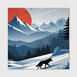 Холст квадратный Лиса в горах, цвет: 3D-принт — фото 2