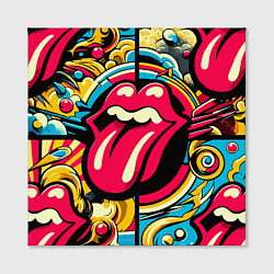 Холст квадратный Rolling Stones logo - pop art pattern, цвет: 3D-принт — фото 2