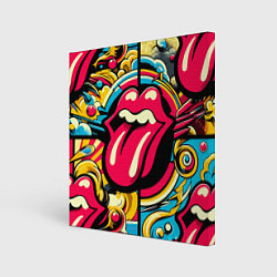 Картина квадратная Rolling Stones logo - pop art pattern