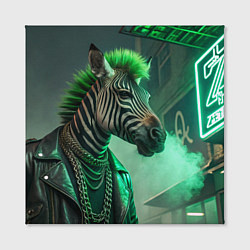 Холст квадратный Cyperpunk zebra, цвет: 3D-принт — фото 2