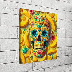Холст квадратный Красочный летний паттерн с черепом - нейроарт, цвет: 3D-принт — фото 2