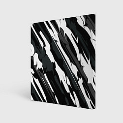 Картина квадратная Разводы белым на черном
