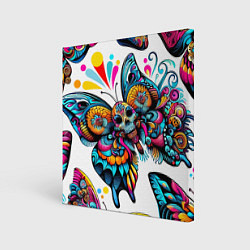 Картина квадратная Бабочка и череп - нейроарт паттерн