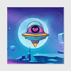 Холст квадратный Нло с сердечком внутри, цвет: 3D-принт — фото 2