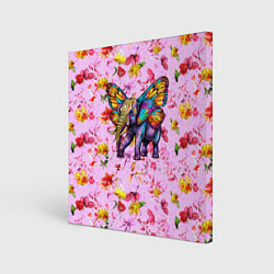 Картина квадратная Слон с крыльями бабочки