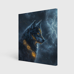 Картина квадратная Волк фэнтези стиль