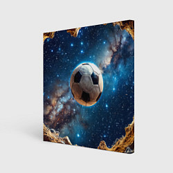 Холст квадратный Футбольный мяч в космосе, цвет: 3D-принт