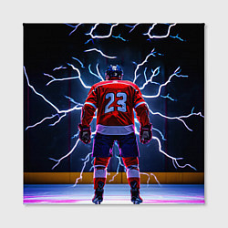 Холст квадратный Хоккеист и молния, цвет: 3D-принт — фото 2
