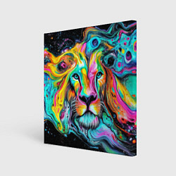 Картина квадратная Абстрактная морда льва - яркие психоделические цве