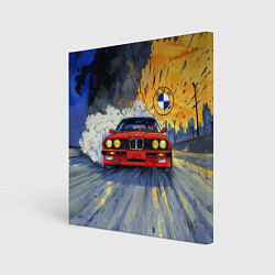 Картина квадратная Красная BMW на скорости