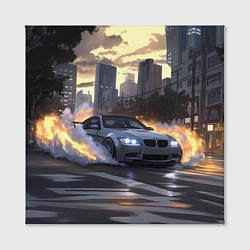 Холст квадратный БМВ в вечернем городе, цвет: 3D-принт — фото 2