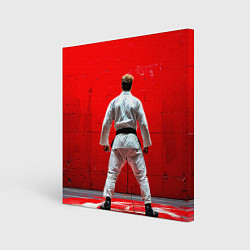 Картина квадратная Боец джиу-джитсу на красном