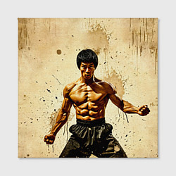 Холст квадратный Брюс Ли на бежевом, цвет: 3D-принт — фото 2