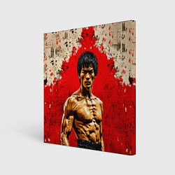 Картина квадратная Брюс Ли на красном