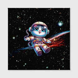 Холст квадратный Котёнок космонавт в открытом космосе, цвет: 3D-принт — фото 2