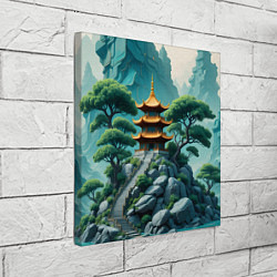 Холст квадратный Буддийский храм в горах, цвет: 3D-принт — фото 2