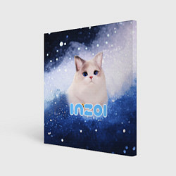 Картина квадратная Inzoi логотип с белой кошечкой