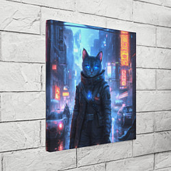 Холст квадратный Кот в стиле киберпанк, цвет: 3D-принт — фото 2