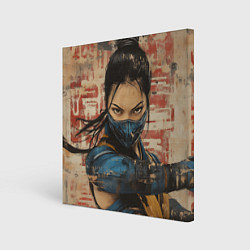 Холст квадратный Боец Мортал комбат Китана, цвет: 3D-принт