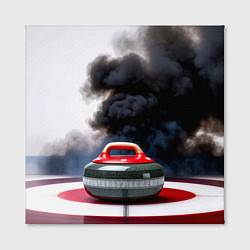 Холст квадратный Камень для кёрлинга в черном дыму, цвет: 3D-принт — фото 2