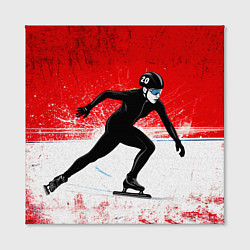 Холст квадратный Скоростной бег на коньках в красном, цвет: 3D-принт — фото 2