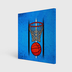 Картина квадратная Кольцо с баскетбольным мячом на синем