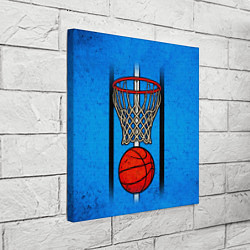 Холст квадратный Кольцо с баскетбольным мячом на синем, цвет: 3D-принт — фото 2