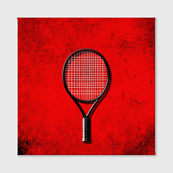 Холст квадратный Теннисная ракетка на красном, цвет: 3D-принт — фото 2