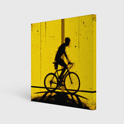 Холст квадратный Триатлонист на желтом, цвет: 3D-принт