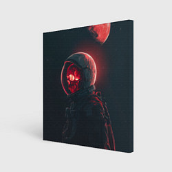 Холст квадратный Череп космонавта в красном свете, цвет: 3D-принт