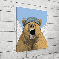 Холст квадратный Злой орущий медведь, цвет: 3D-принт — фото 2