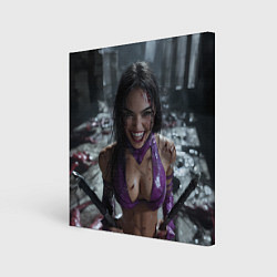 Холст квадратный Довольная Милина Мортал комбат, цвет: 3D-принт