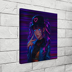 Холст квадратный Девушка в киберпанковском стиле, цвет: 3D-принт — фото 2