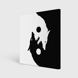 Картина квадратная Black and white wolfs
