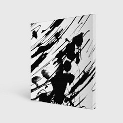 Картина квадратная Брызги и штрихи черной краски