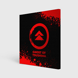 Холст квадратный Ghost of Tsushima - red gradient, цвет: 3D-принт
