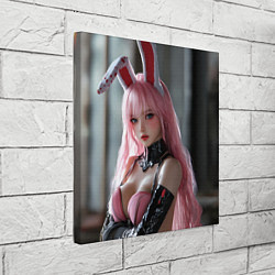 Холст квадратный Девушка зайка с розовыми волосами, цвет: 3D-принт — фото 2