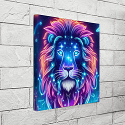 Холст квадратный Космический неоновый лев - нейроарт, цвет: 3D-принт — фото 2