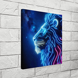 Холст квадратный Профиль космического неонового льва - нейроарт, цвет: 3D-принт — фото 2