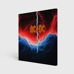 Холст квадратный ACDC лого и молнии, цвет: 3D-принт