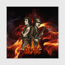 Холст квадратный ACDC на фоне огня, цвет: 3D-принт — фото 2